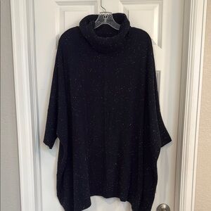 LOFT Navy Cowl Turtleneck Sweater Relaxed Fit, 16/18